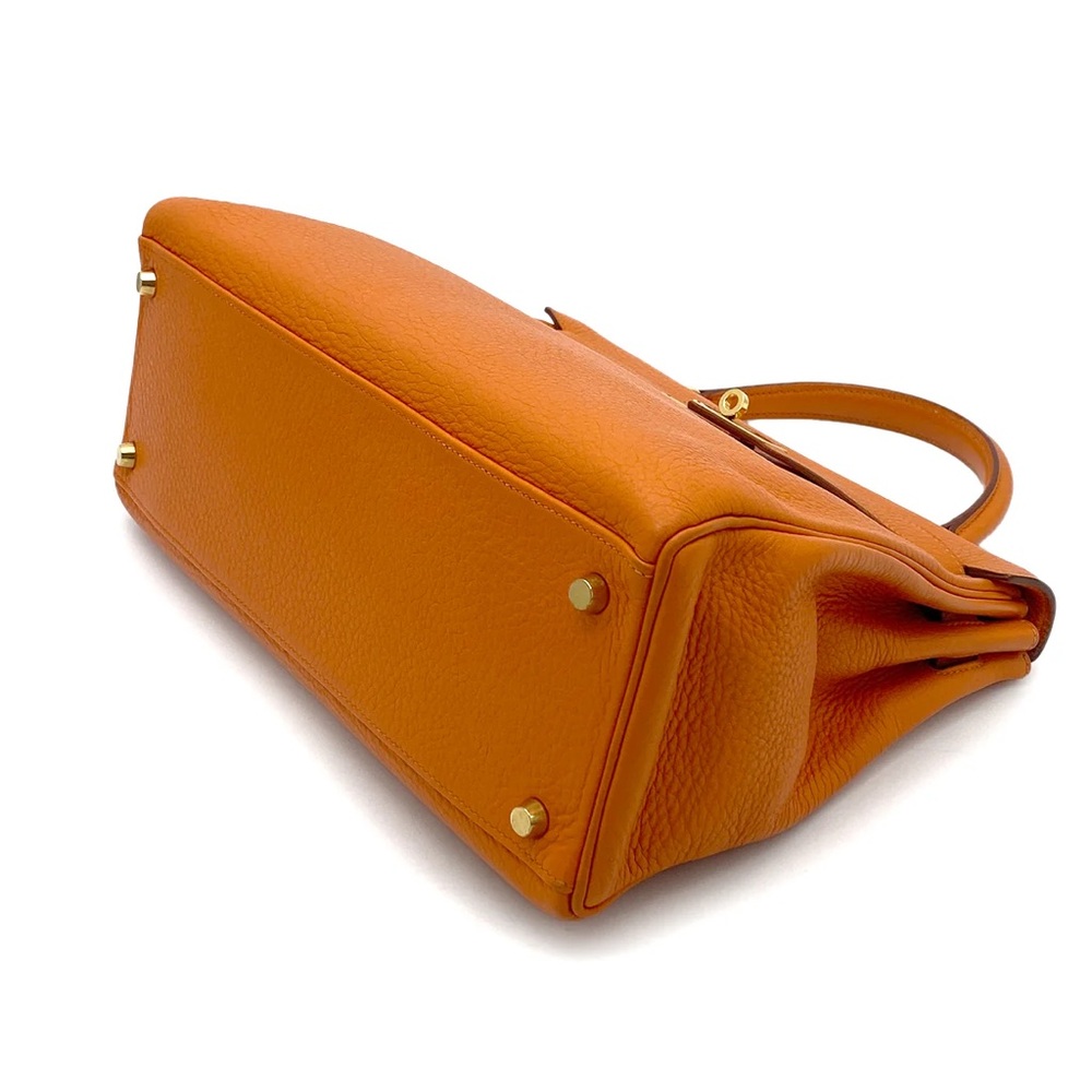 Authentic KELLY 32 Sellier Orange taurillon clemence satchel with strap - Picture 9 of 10